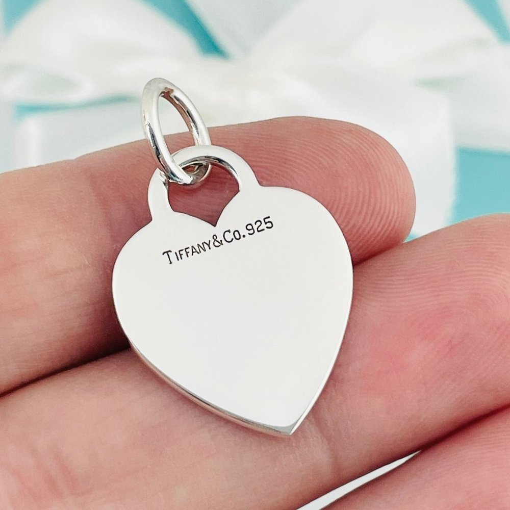 Vintage Tiffany & Co Sterling Silver Engravable Blank Heart Tag Charm Pendant